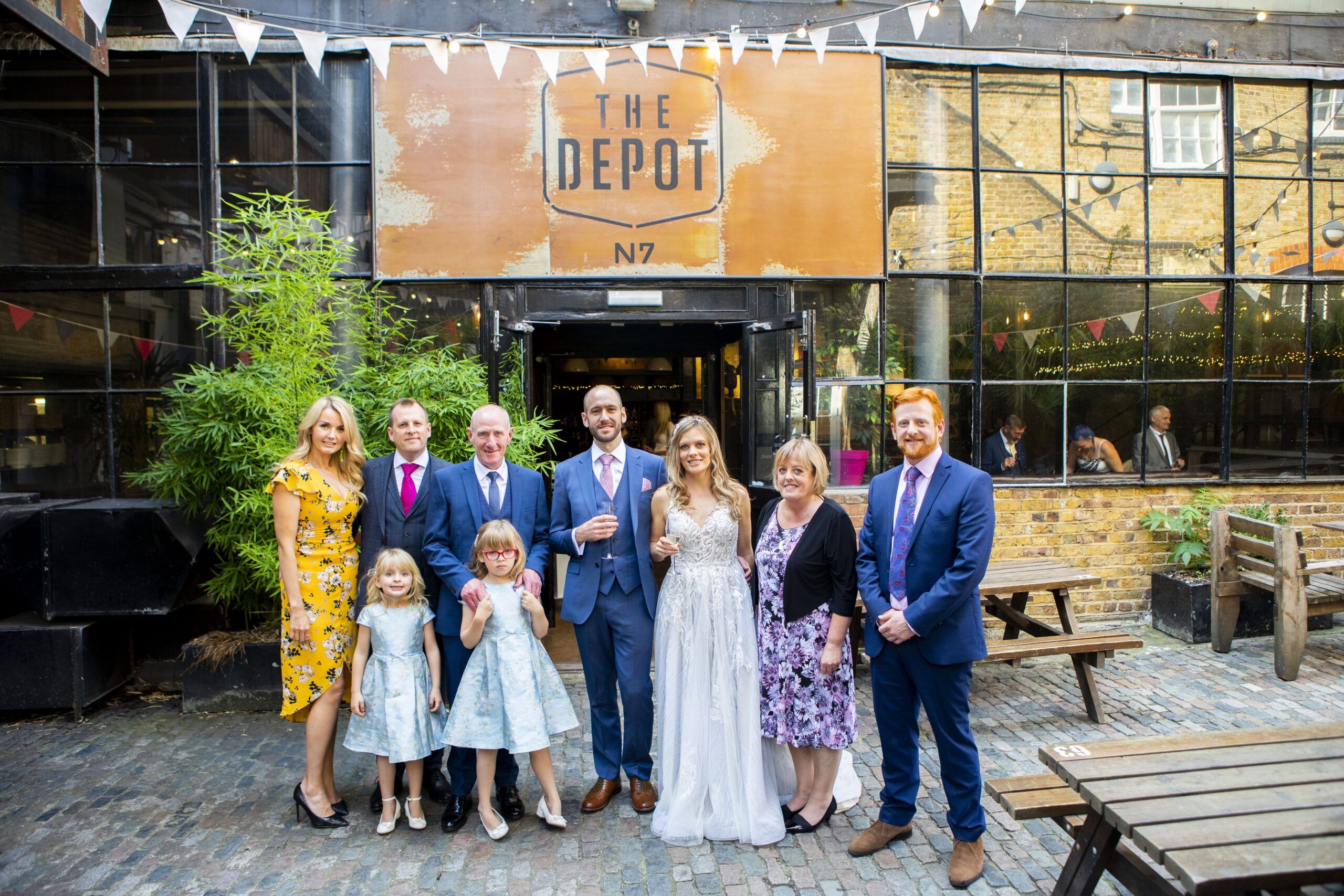Wedding couple in a traditional London pie and mash shop